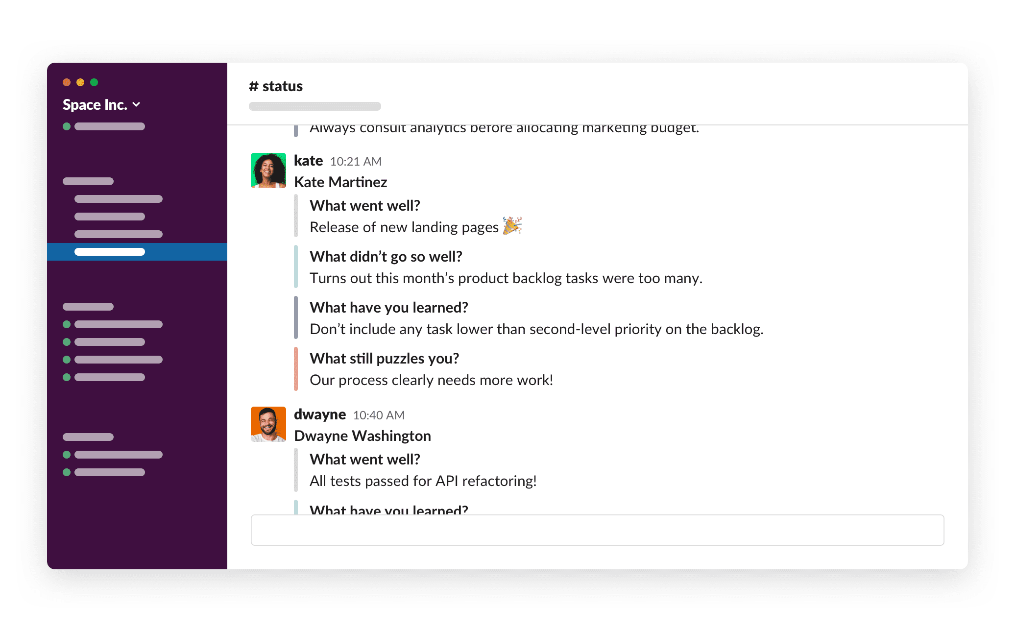 Choose the relevant discussion channels to fill 